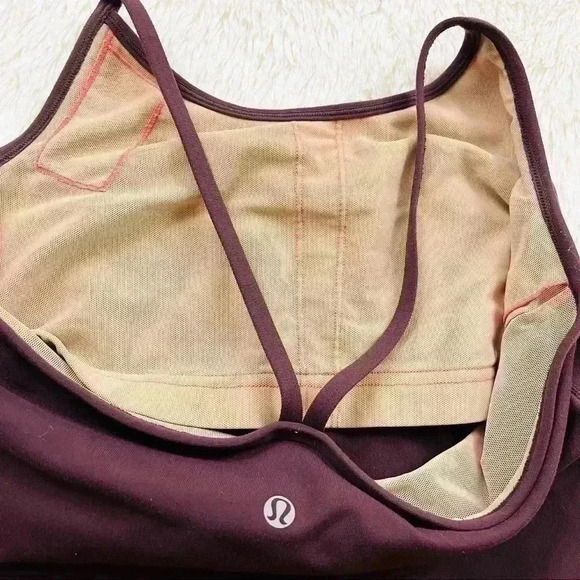 Lululemon Burgundy Spaghetti Strap Lined Compression Athletic Yoga Tank - Picture 4 of 10